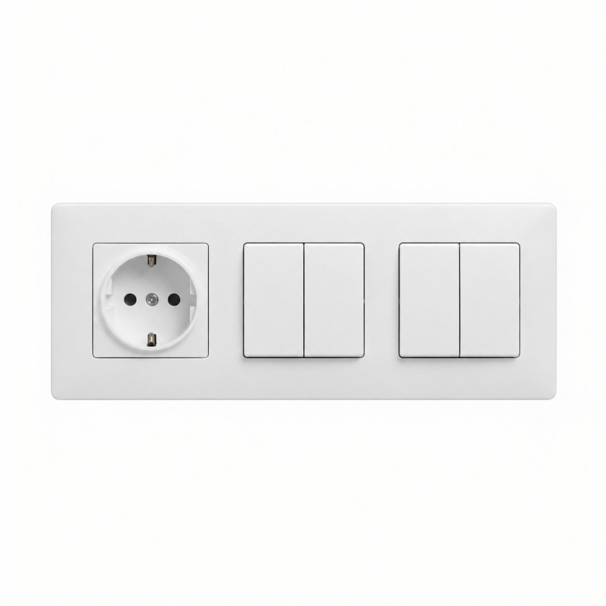 Legrand - 2x Podwójny łącznik schodowy č. 5 i gniazdo domowe SCHUKO z ramką NILOE STEP 250V biały