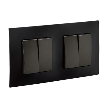 Legrand - 2x Podwójny łącznik szeregowy nr 5 z ramką NILOE czarny