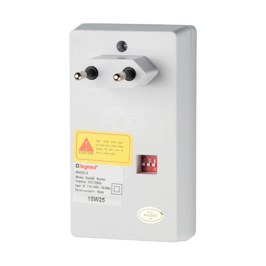 Legrand 94222 - Bezprzewodowy dzwonek ELIOT 230V biały