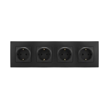 Legrand - Czterokrotne gniazdo domowe SCHUKO z ramką NILOE 250 V czarne