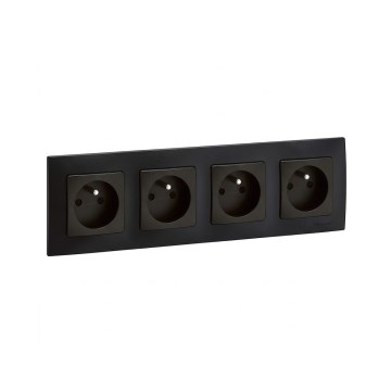 Legrand - Czterokrotne gniazdo domowe z ramką NILOE 250V czarne
