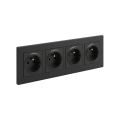 Legrand - Czterokrotne gniazdo domowe z ramką NILOE STEP 250V czarne