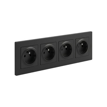 Legrand - Czterokrotne gniazdo domowe z ramką NILOE STEP 250V czarne