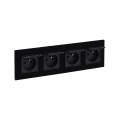 Legrand - Czterokrotne zewnętrzne gniazdo domowe z ramką NILOE STEP 250V IP44 czarne