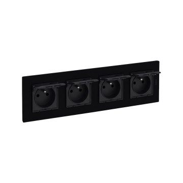 Legrand - Czterokrotne zewnętrzne gniazdo domowe z ramką NILOE STEP 250V IP44 czarne