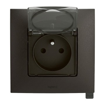 Legrand - Gniazdko zewnętrzne domowe z ramką NILOE 250V IP44 czarne