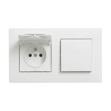 Legrand - Gniazdo domowe i jednobiegunowy łącznik nr 1 z ramką NILOE STEP 250V biały