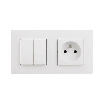 Legrand - Gniazdo domowe i podwójny łącznik szeregowy nr 5 z ramką NILOE STEP 250V biały