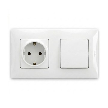 Legrand - Gniazdo domowe SCHUKO i jednobiegunowy wyłącznik nr 1 w ramce NILOE 250V biały