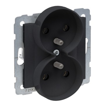 Legrand - Gniazdo podwójne domowe bezramkowe 250V/16A SUNO czarne