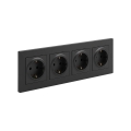 Legrand - Poczwórne gniazdo domowe SCHUKO z ramką NILOE STEP 250V, czarne