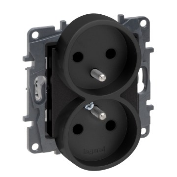 Legrand - Podwójne gniazdko domowe bez ramki 250V/16A NILOE STEP czarne