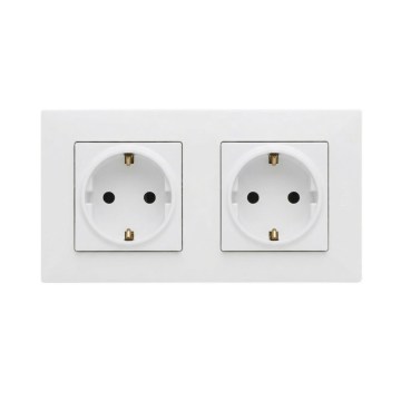Legrand - Podwójne gniazdko domowe SCHUKO z ramką NILOE STEP 250V białe
