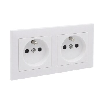 Legrand - Podwójne gniazdko domowe z ramką SUNO 250V białe