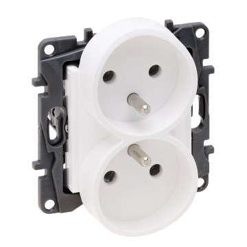Legrand - Podwójne gniazdo domowe bez ramki 250V/16A NILOE STEP białe
