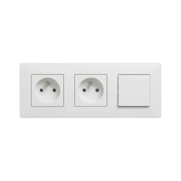 Legrand - Podwójne gniazdo domowe i jednobiegunowy wyłącznik nr 1 z ramką NILOE STEP 250V biały