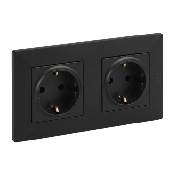 Legrand - Podwójne gniazdo domowe SCHUKO NILOE STEP 250V czarne