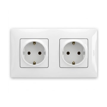 Legrand - Podwójne gniazdo domowe SCHUKO z ramką NILOE 250V białe
