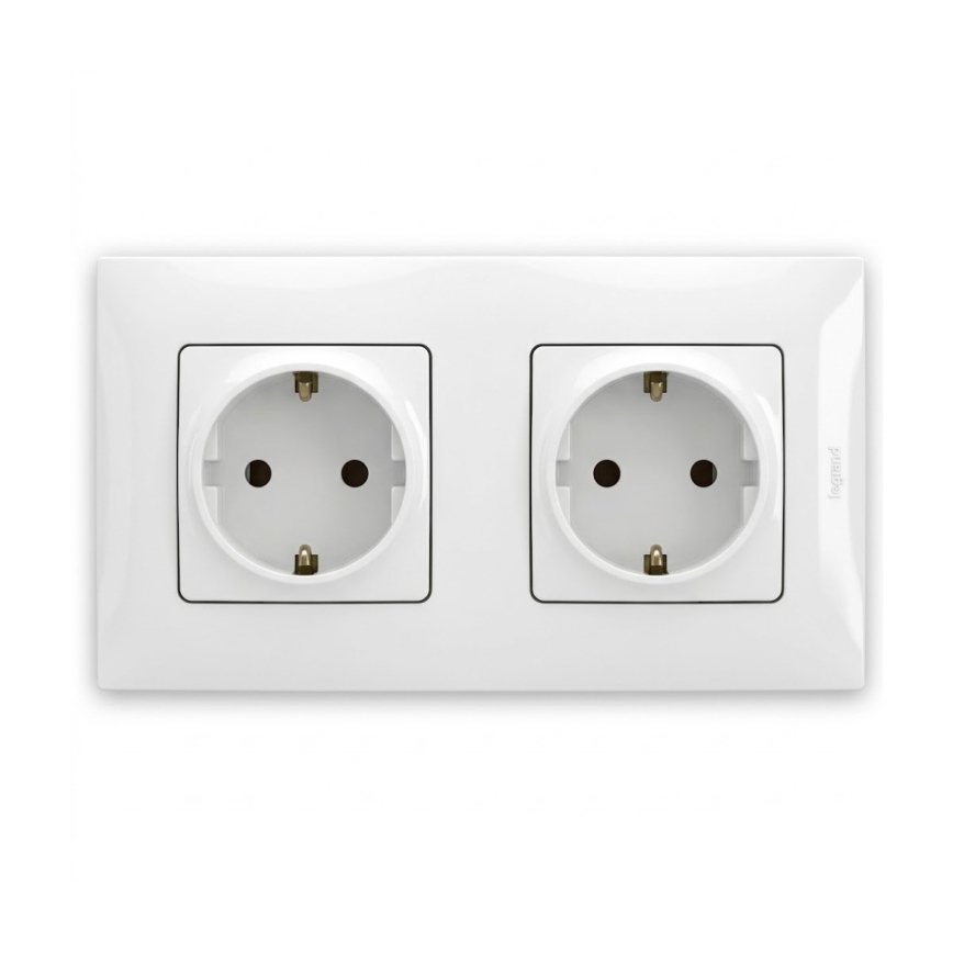 Legrand - Podwójne gniazdo domowe SCHUKO z ramką NILOE 250V białe