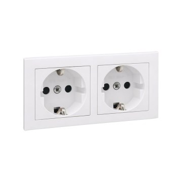 Legrand - Podwójne gniazdo domowe SCHUKO z ramką SUNO 250V białe