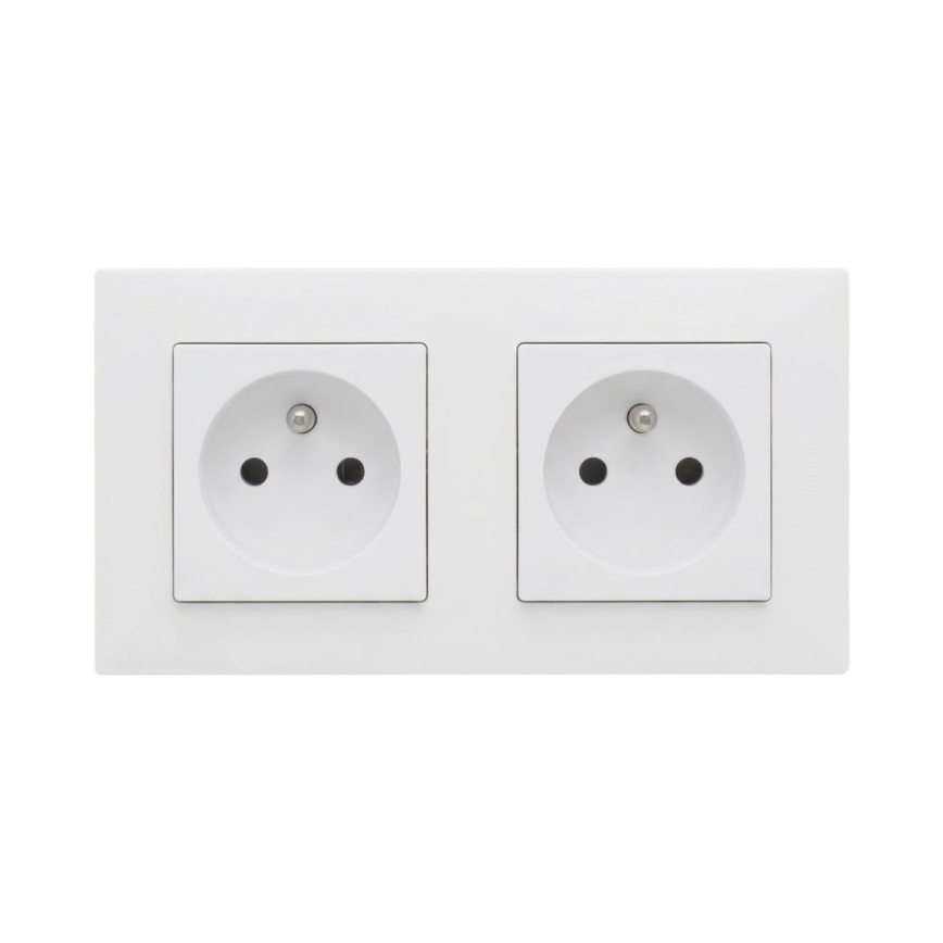 Legrand - Podwójne gniazdo domowe z ramką NILOE STEP 250V białe