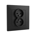 Legrand - Podwójne gniazdo domowe z ramką NILOE STEP 250V czarne
