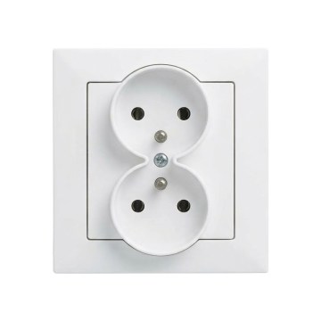 Legrand - Podwójne gniazdo domowe z ramką SUNO 250V białe