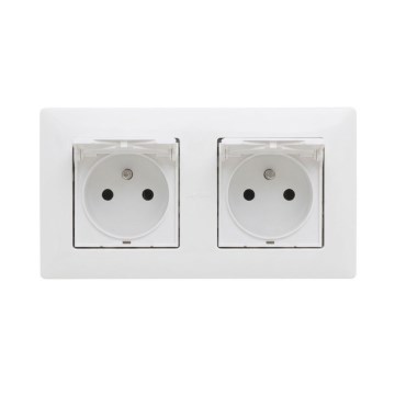 Legrand - Podwójne zewnętrzne gniazdo domowe z ramką NILOE STEP 250V IP44 białe