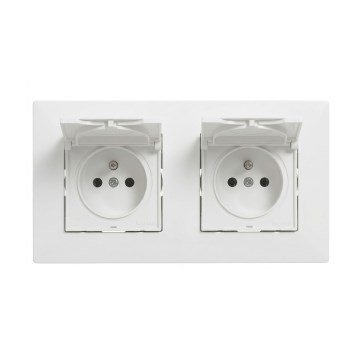 Legrand - Podwójne zewnętrzne gniazdo domowe z ramką NILOE STEP 250V IP44 białe