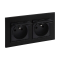Legrand - Podwójne zewnętrzne gniazdo domowe z ramką NILOE STEP 250V IP44 czarne