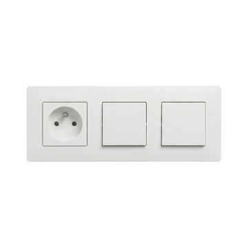 Legrand - Podwójny jednobiegunowy wyłącznik nr 1 i gniazdo domowe z ramką NILOE STEP 250V biały