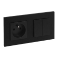 Legrand - Podwójny łącznik schodowy 6+6 i gniazdo domowe z ramką NILOE STEP 250V czarne