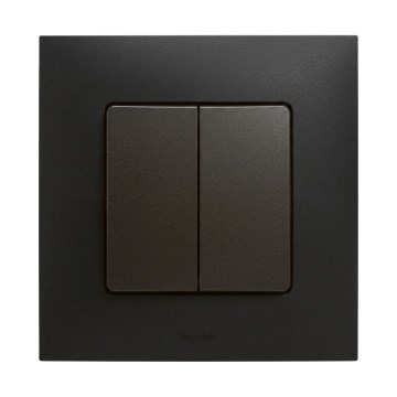 Legrand - Podwójny łącznik schodowy č. 6+6 z ramką NILOE czarna