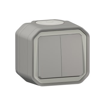 Legrand - Podwójny łącznik schodowy nr 6+6 PLEXO IP55 szary