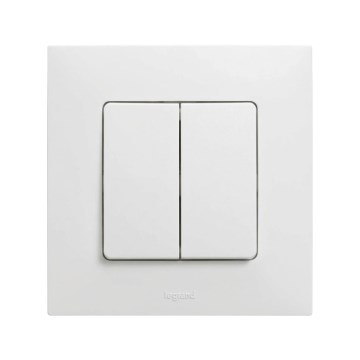 Legrand - Podwójny łącznik schodowy nr. 6+6 z ramką NILOE, biały