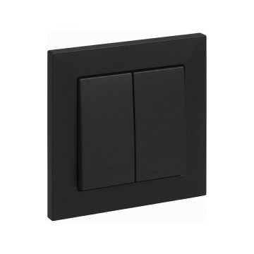Legrand - Podwójny łącznik schodowy nr 6+6 z ramką SUNO czarny