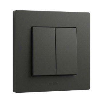 Legrand - Podwójny łącznik schodowy z ramką nr 6+6 NILOE STEP czarny