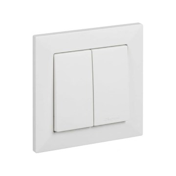 Legrand - Podwójny włącznik nr 5 z ramką SUNO, biały