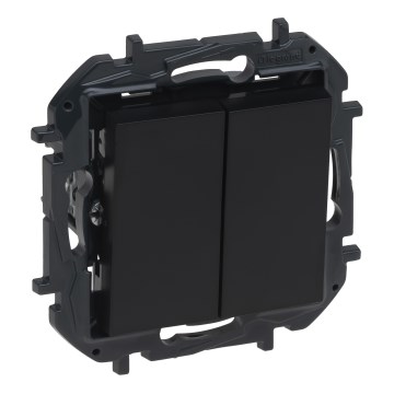 Legrand - Podwójny włącznik schodowy bez ramki nr 6+6 NILOE STEP czarny