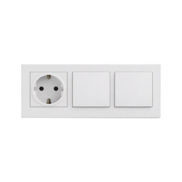Legrand - Podwójny wyłącznik jednobiegunowy nr 1 i gniazdko domowe SCHUKO z ramką NILOE STEP 250V w kolorze białym