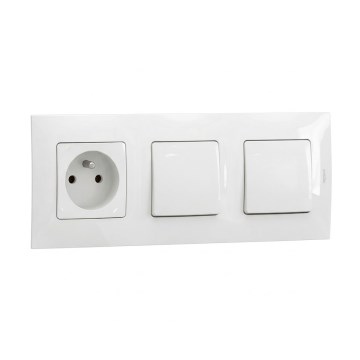 Legrand - Podwójny wyłącznik jednobiegunowy nr 1 i gniazdko domowe z ramką NILOE 250V białe