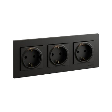 Legrand - Potrójne gniazdo domowe SCHUKO NILOE STEP 250V czarne