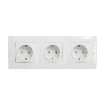 Legrand - Potrójne gniazdo domowe SCHUKO z ramką NILOE 250V białe