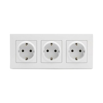 Legrand - Potrójne gniazdo domowe SCHUKO z ramką NILOE STEP 250V białe