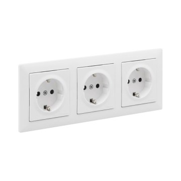 Legrand - Potrójne gniazdo domowe SCHUKO z ramką SUNO 250V białe