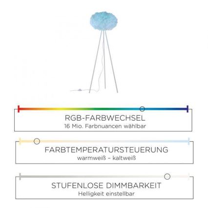 Leuchten Direkt 11212-16 - LED RGBW Lampa podłogowa ściemnialna NAOMI LED/10W/230V 2700-5000K Wi-Fi TUYA + zdalne sterowanie