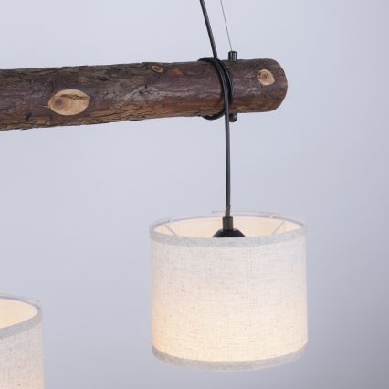Leuchten Direkt 11238-79 - Lampa wisząca na linkach BARK 3xE27/40W/230V drewno