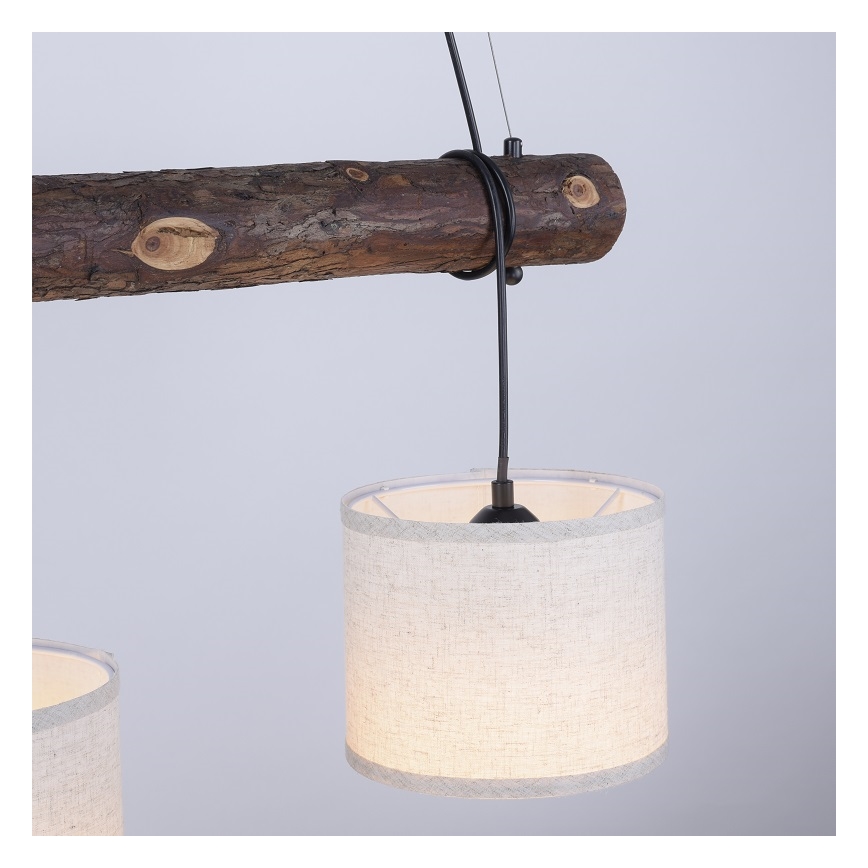 Leuchten Direkt 11238-79 - Lampa wisząca na linkach BARK 3xE27/40W/230V drewno