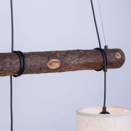 Leuchten Direkt 11238-79 - Lampa wisząca na linkach BARK 3xE27/40W/230V drewno