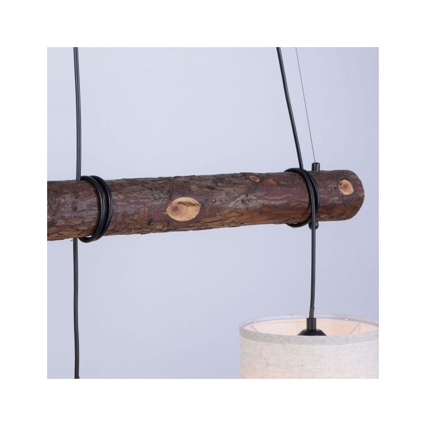 Leuchten Direkt 11238-79 - Lampa wisząca na linkach BARK 3xE27/40W/230V drewno